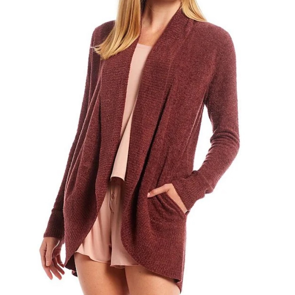 NEW Barefoot Dreams CozyChic Lite Circle Cardigan in rosewood size S